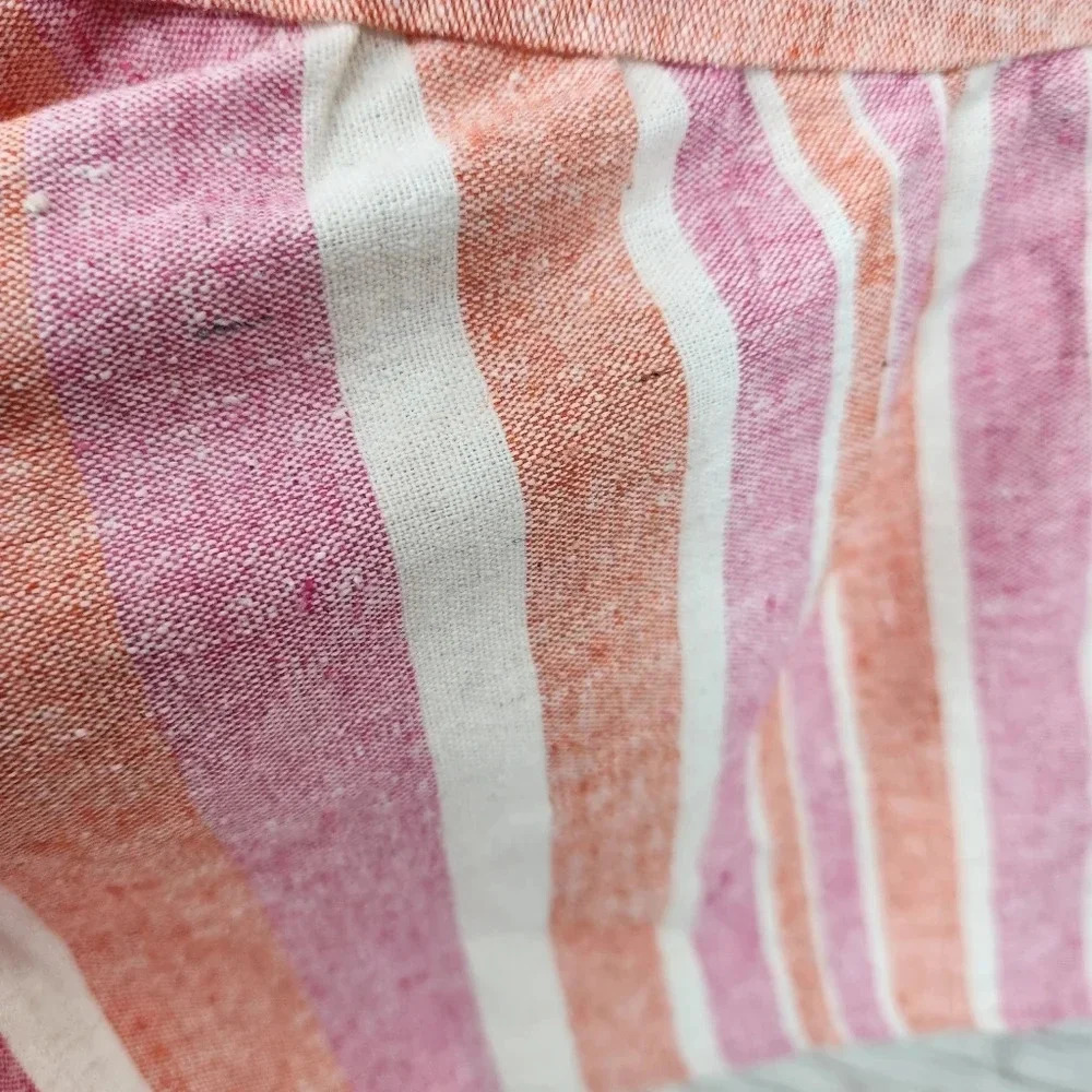 HYFVE Pink Stripe sweetheart neck spaghetti strap linen blend dress Size large - Picture 8 of 15